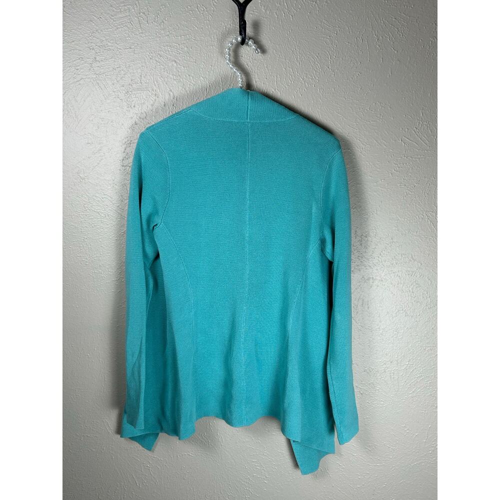 Eileen Fisher Size PP Petite XS Cardigan Teal Knit Sweater Waterfall TINY FLAW - Picture 9 of 12